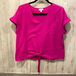 Hot Pink Charming Charlie Tie Front Top, L